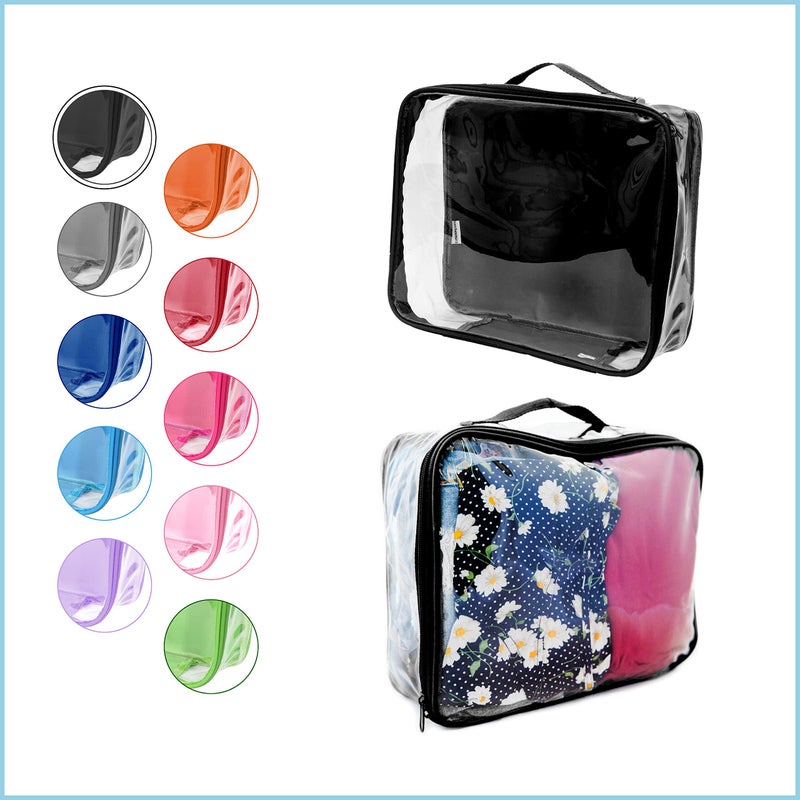 EzPacking Medium Clear Travel Packing Cube/See-Through Clothes Organizer for Carry on & Checked Suitcase, RV or Camping/Transparent Storage Cell/Doll Storage/Game Day Stadium Approved (Black) - Image 2